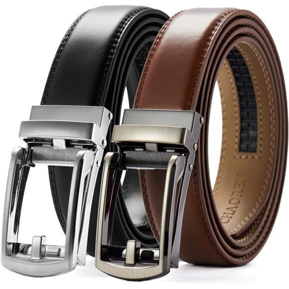 Click Belt for Men 2 Pack - Mens Dress Belt 1 1/4" in Packing Box - Design Belt - Picture 1 of 7